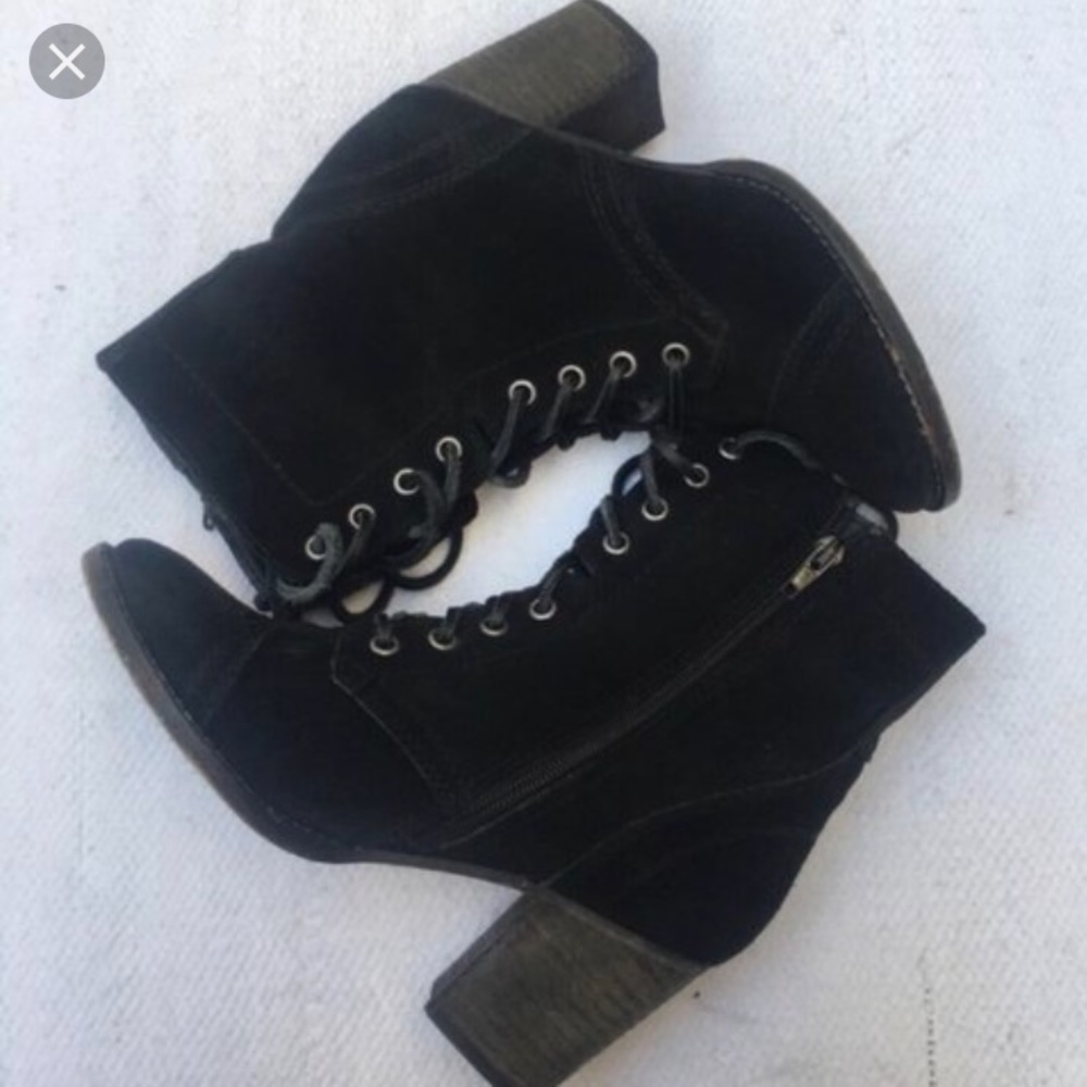 Black Suede Combat Boots Heels!!
